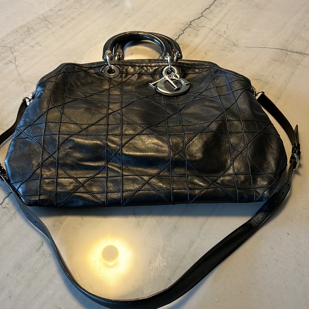 Christian Dior 2010 Granville Cannage tote lambskin leather w/ crossbody strap